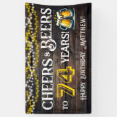 Cheers and Beers to 74 Years Birthday Party Banner 横断幕 (縦)