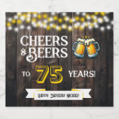 Cheers and Beers to 75 Years Rustic Birthday ビールラベル (シングルラベル)