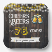Cheers and Beers to 76 Years Rustic Birthday ペーパープレート (正面)