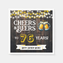 Cheers and Beers to 76 Years Rustic Birthday Party スタンダードカクテルナプキン