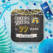 Cheers and Beers to 77 Years Rustic Birthday ペーパープレート (パーティー)