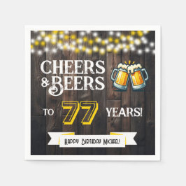 Cheers and Beers to 77 Years Rustic Birthday Party スタンダードカクテルナプキン
