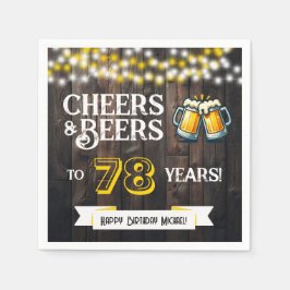 Cheers and Beers to 78 Years Rustic Birthday Party スタンダードカクテルナプキン
