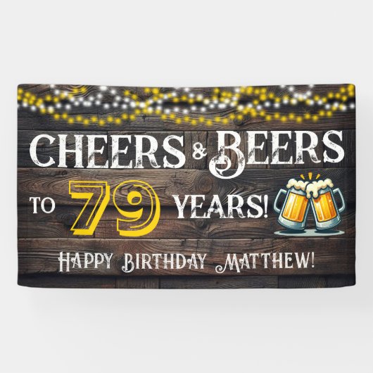 Cheers and Beers to 79 Years Birthday Party Banner 横断幕 (横)