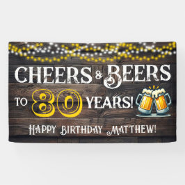 Cheers and Beers to 80 Years Birthday Party Banner 横断幕