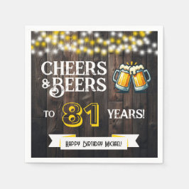 Cheers and Beers to 81 Years Rustic Birthday Party スタンダードカクテルナプキン