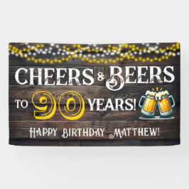 Cheers and Beers to 90 Years Birthday Party Banner 横断幕