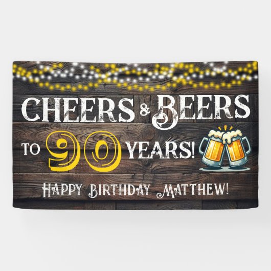 Cheers and Beers to 90 Years Birthday Party Banner 横断幕 (横)