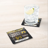 Cheers and Beers to 91 Years Rustic Birthday スクエアペーパーコースター (インサイチュ)