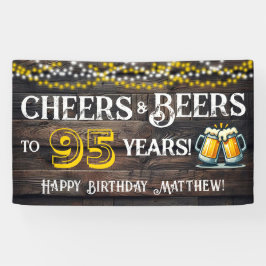 Cheers and Beers to 95 Years Birthday Party Banner 横断幕