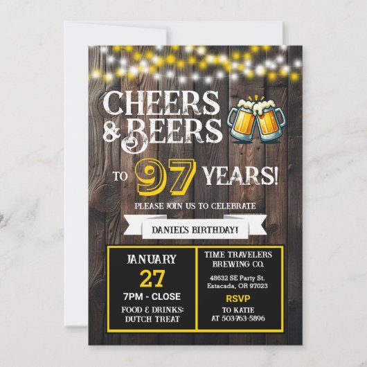 Cheers and Beers to 97 Years Brewery Birthday 招待状 (正面)