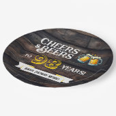 Cheers and Beers to 98 Years Rustic Birthday ペーパープレート (アングル)