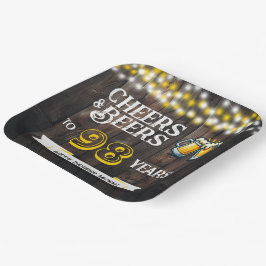 Cheers and Beers to 98 Years Rustic Birthday ペーパープレート