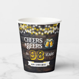 Cheers and Beers to 98 Years Rustic Birthday 紙コップ