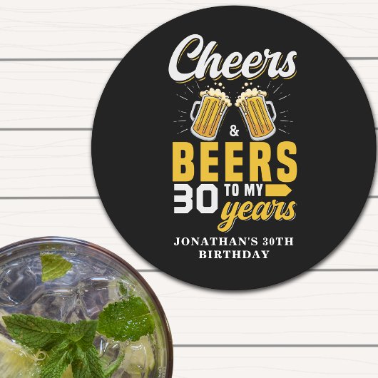 Cheers and Beers to my 30 Years, Fun Birthday  ラウンドペーパーコースター