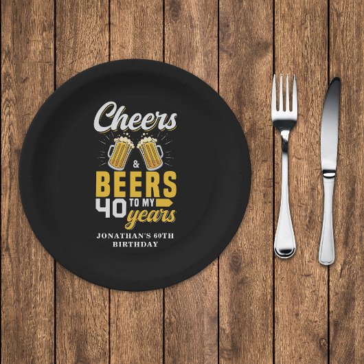 Cheers and Beers to my 40 Years, Any Birthday ペーパープレート
