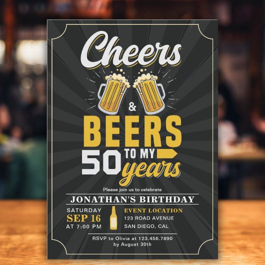 Cheers and Beers to my 50 Years Fun Birthday 招待状