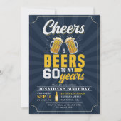 Cheers and Beers to my 60 Years Blue navy 招待状 (正面)