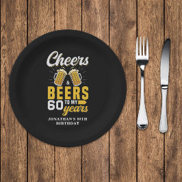 Cheers and Beers to my 60 Years, Fun  ペーパープレート