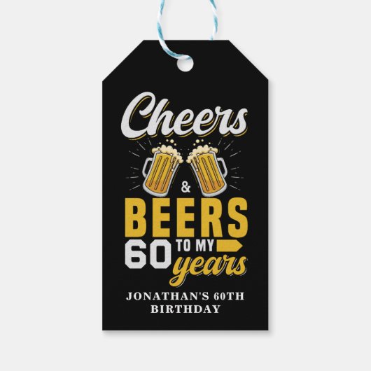 Cheers and Beers to my 60 Years, Funny Birthday ギフトタグ (裏面)