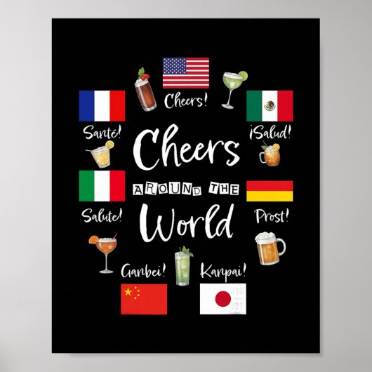 Cheers Around The World Vacation Drinking Funny Dr ポスター (正面)