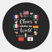 Cheers Around The World Vacation Drinking Funny Dr ラウンドシール (正面)