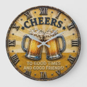 Cheers Beer Man Cave Bar Gift ラージ壁時計 (正面)