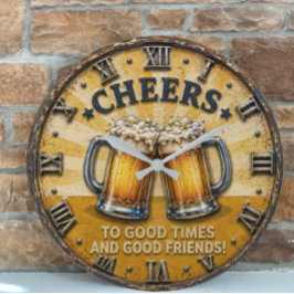 Cheers Beer Man Cave Bar Gift ラージ壁時計