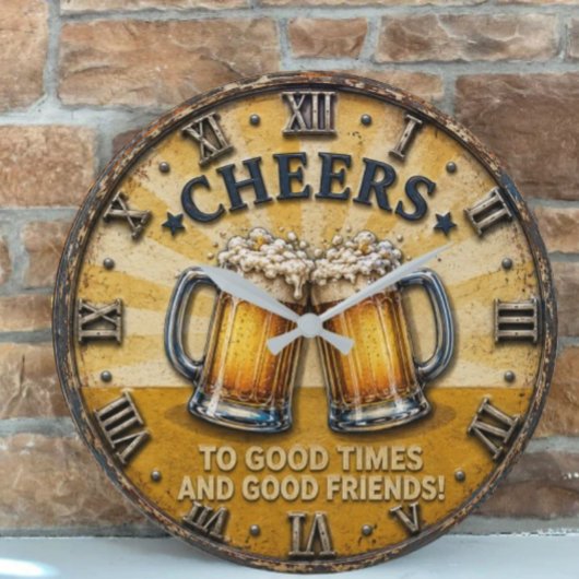 Cheers Beer Man Cave Bar Gift ラージ壁時計