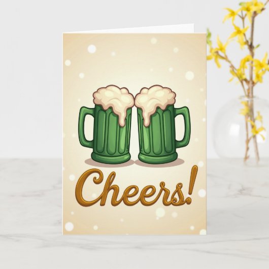 Cheers Beer Mugs Celebration Card カード (黄色い花)