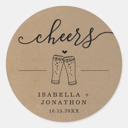 Cheers Beer Wedding Sticker ラウンドシール (正面)