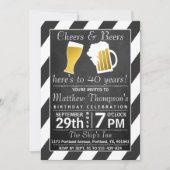 Cheers & Beers ブラックボード バースデーパーティー 招待状 (正面)