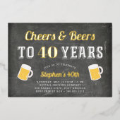 Cheers & Beers マイルストーン誕生日パーティー 箔招待状 (正面)
