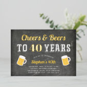 Cheers & Beers マイルストーン誕生日パーティー 箔招待状 (立ち正面)