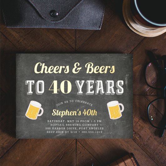 Cheers & Beers マイルストーン誕生日パーティー 箔招待状