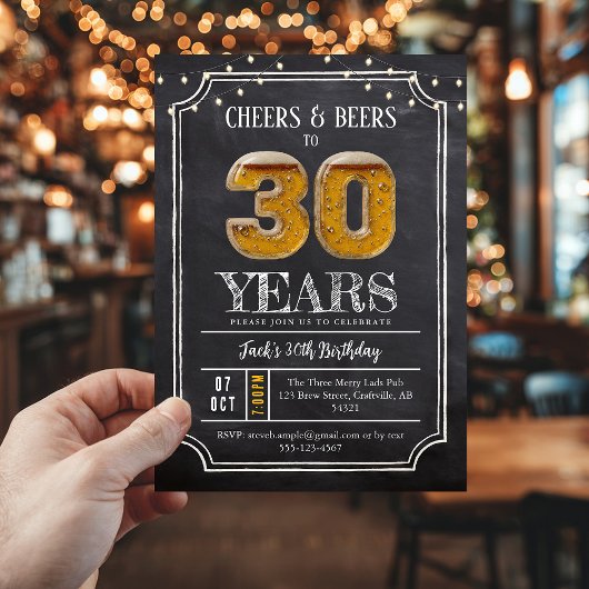 Cheers & Beers メンズ30歳の誕生日招待状 招待状
