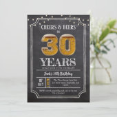 Cheers & Beers メンズ30歳の誕生日招待状 招待状 (スタンド正面)