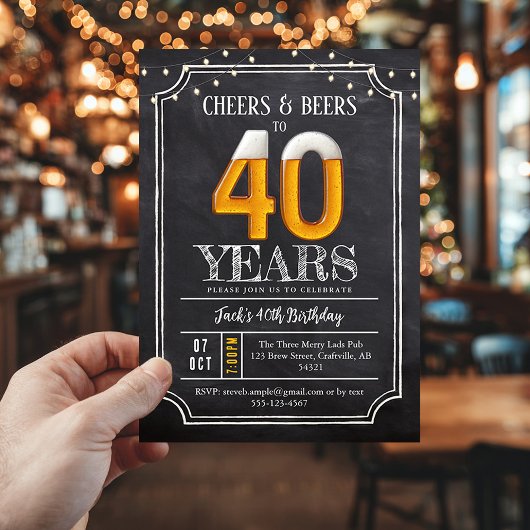 Cheers & Beers メンズ40歳の誕生日招待状 招待状