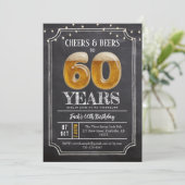Cheers & Beers メンズ60歳の誕生日招待状 招待状 (スタンド正面)