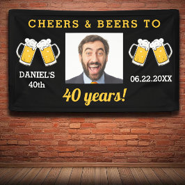 Cheers & Beers 40 Years Birthday Photo Keepsake 横断幕
