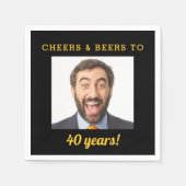Cheers & Beers 40 Years Old Birthday Photo スタンダードカクテルナプキン (正面)