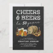 Cheers & Beers 50歳の誕生日パーティー招待状 招待状 (正面)
