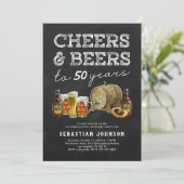 Cheers & Beers 50歳の誕生日パーティー招待状 招待状 (スタンド正面)