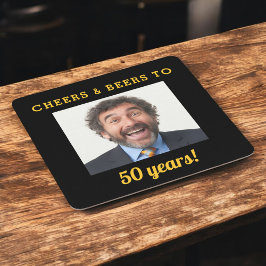 Cheers & Beers 50歳の誕生日フォトマイルストーン スクエアペーパーコースター