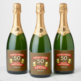 Cheers & Beers 50歳 誕生日おめでとう NAME スパークリングワインラベル