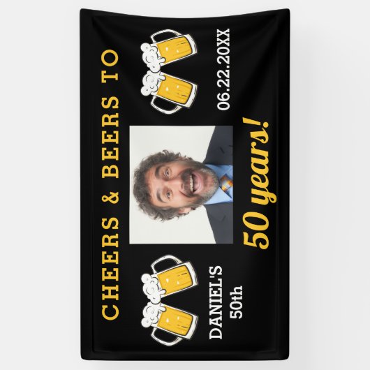 Cheers & Beers 50 Years Birthday Photo Keepsake 横断幕 (縦)