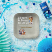 Cheers Beers 50 Years Black Smokey Men's Birthday ペーパープレート (パーティー)