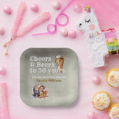Cheers Beers 50 Years Black Smokey Men's Birthday ペーパープレート (パーティー)