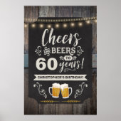 Cheers & Beers 60歳のウェルカムサイン 20x30 ポスター (正面)