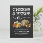 Cheers & Beers 60歳の誕生日パーティー招待状 招待状 (スタンド正面)